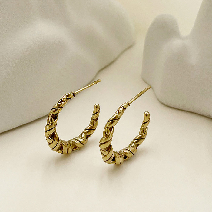 1 Pair Simple Style Solid Color Plating Stainless Steel  Gold Plated Earrings