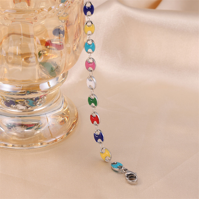 Ovale Prinzessinnen-Halskette „Cute Commute“ aus Edelstahl mit Emaille-Beschichtung und 18-Karat-Vergoldung