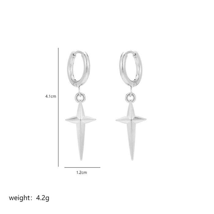 1 Pair Hip-Hop Retro Simple Style Cross Polishing Plating Stainless Steel  18K Gold Plated Drop Earrings