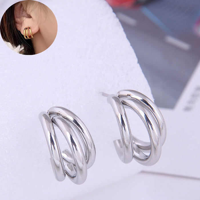 Fashion Sweet Simple Personality Stainless Steel Temperament Earrings