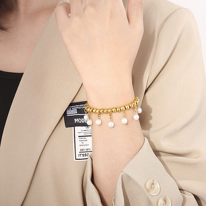 Bracelets de placage en acier inoxydable avec perles à la mode 1 pièce