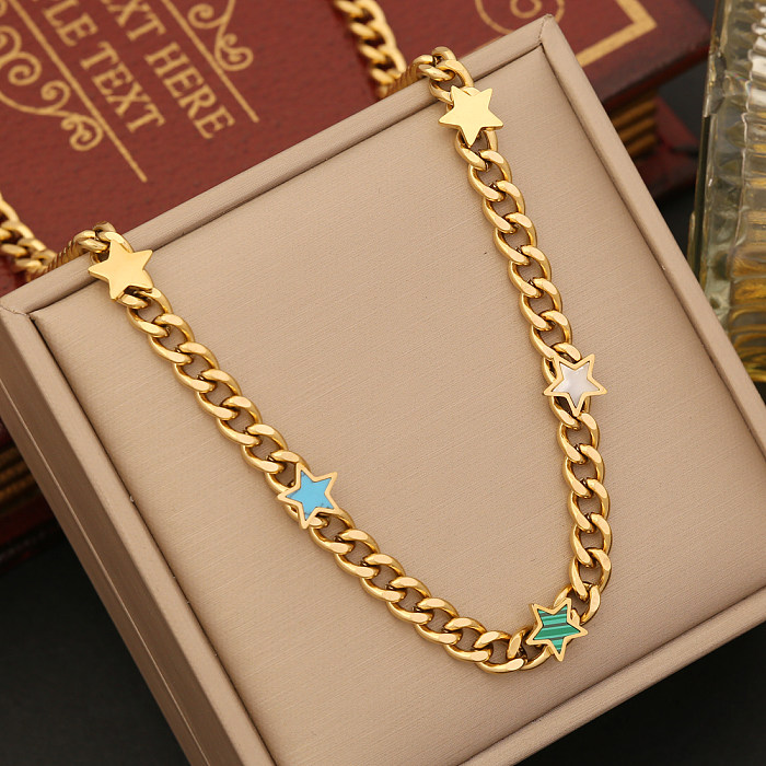 Bohemian Classic Style Star Heart Shape Stainless Steel  Plating Necklace