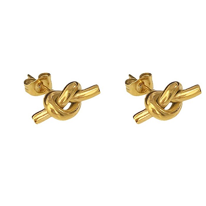1 Pair Simple Style Knot Plating Stainless Steel Ear Studs