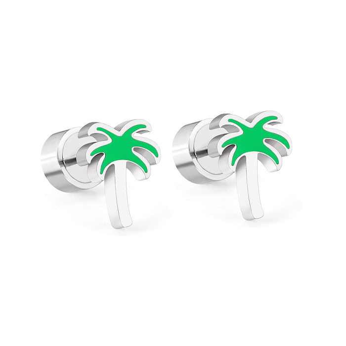 Simple Style Flower Stainless Steel  Ear Studs 1 Pair