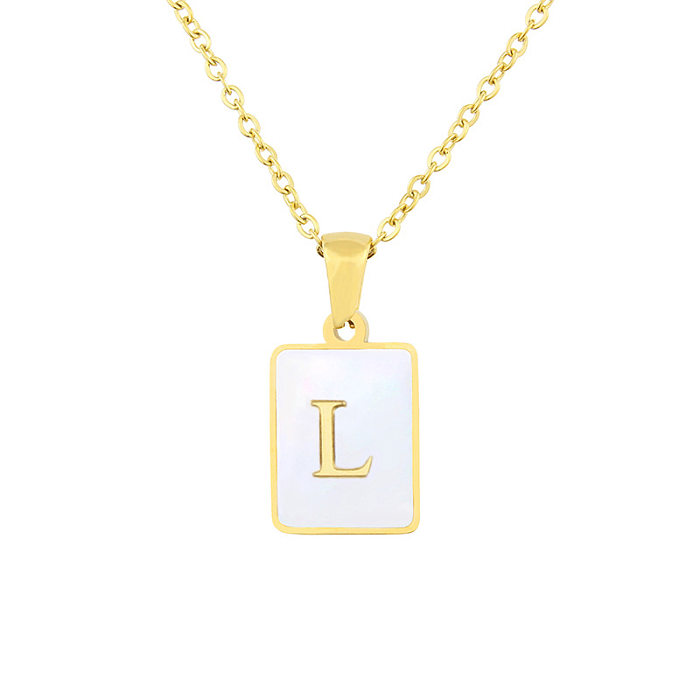 Heiße verkaufende Mode-Edelstahl-Quadrat-Shell-Halskette mit 26 Buchstaben