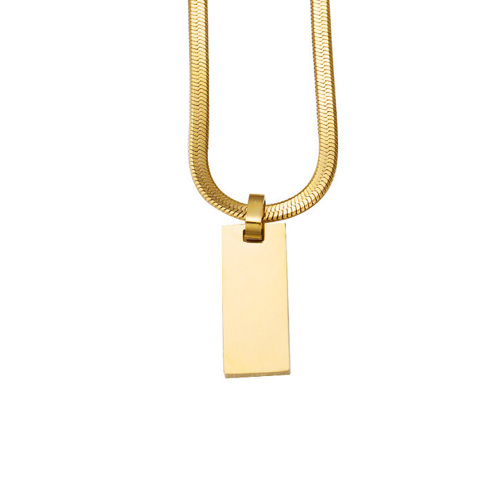 Collier pendentif géométrique en acier inoxydable plaqué or et argent, Streetwear, en vrac