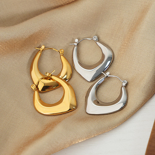1 par de elegantes pendientes geométricos chapados en oro de 18 quilates de acero inoxidable