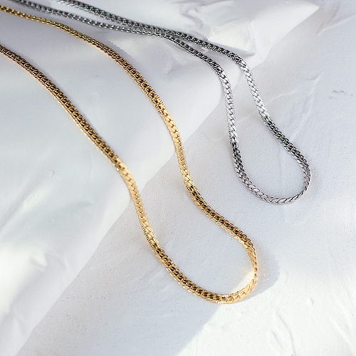 Collier rétro en acier inoxydable, chaîne plate en os de serpent 18K, vente en gros de bijoux