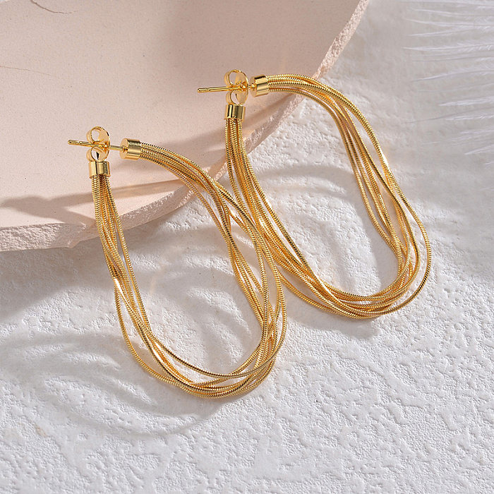 1 Pair Modern Style Solid Color Plating Metal Stainless Steel  18K Gold Plated Drop Earrings