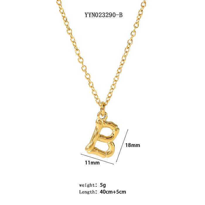 Corrente de suéter banhada a ouro 18K de aço inoxidável com letra de estilo simples