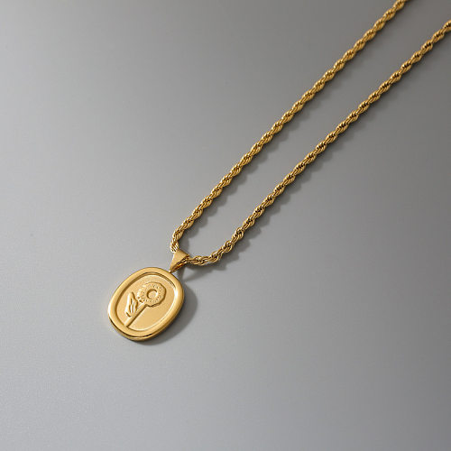 Simple Style Solid Color Stainless Steel Plating Gold Plated Pendant Necklace