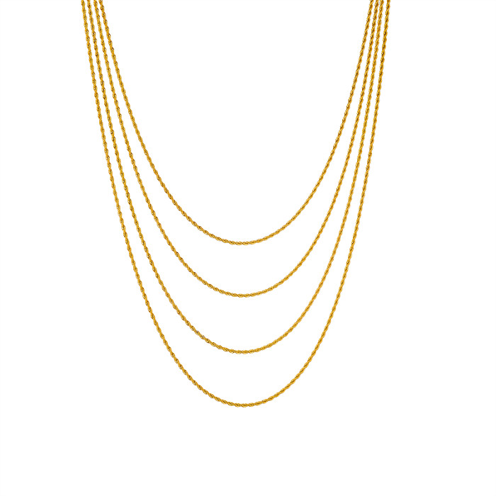 Vintage Style Solid Color Stainless Steel Layered Layered Necklaces
