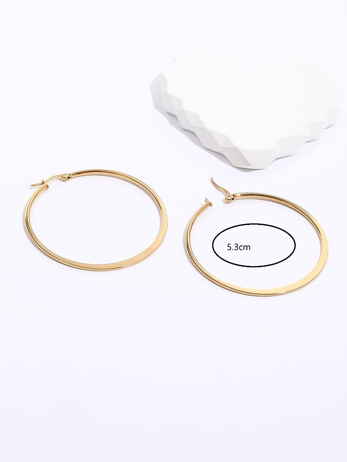 Fashion Creative Stainless Steel  Electroplating 18K Gold Large Circle Earrings