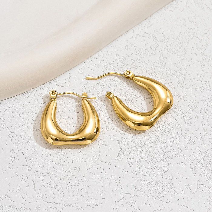 1 Pair Basic Vintage Style U Shape Plating Stainless Steel  18K Gold Plated White Gold Plated Hoop Earrings
