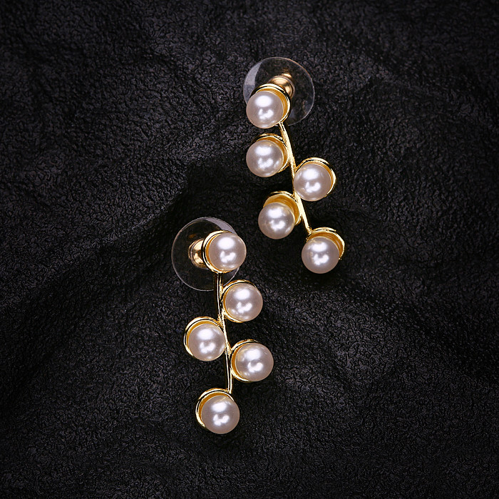 1 Piece IG Style Elegant Solid Color Plating Inlay Stainless Steel  Stainless Steel Artificial Pearls Ear Studs