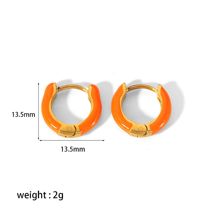 1 Pair Vacation Circle Polishing Plating Stainless Steel  18K Gold Plated Earrings