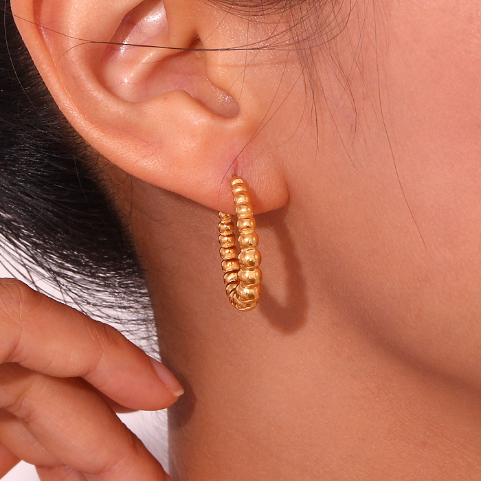 1 Pair Basic Vintage Style Classic Style C Shape Plating Stainless Steel  18K Gold Plated Earrings