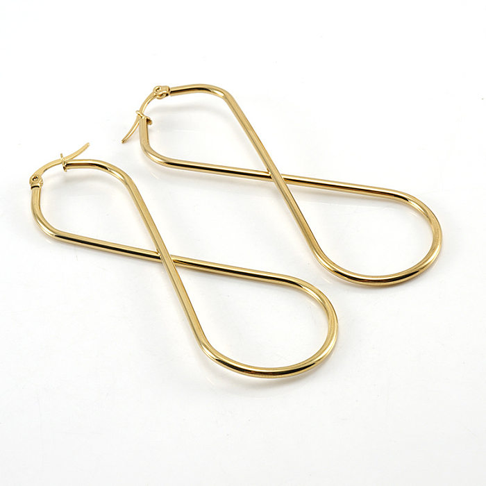 Pendientes colgantes de acero inoxidable con número 8 de estilo simple Pendientes de acero inoxidable chapados en oro