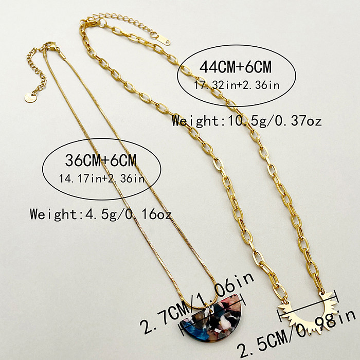Simple Style Classic Style Semicircle Stainless Steel  Arylic Plating Gold Plated Necklace