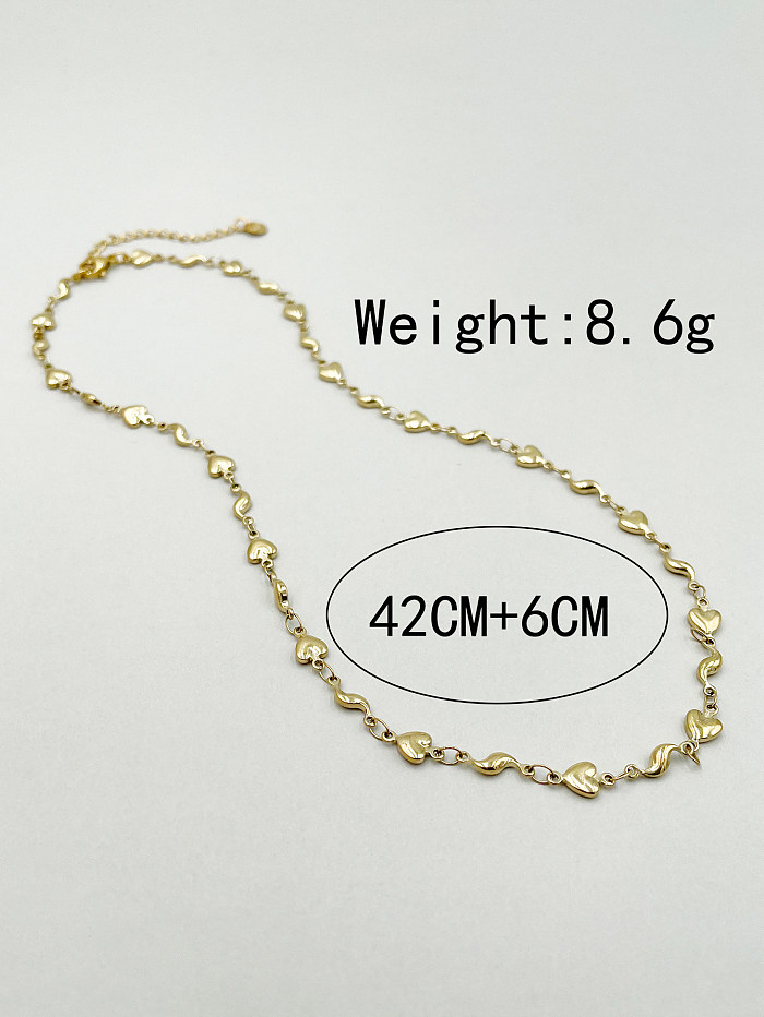 Simple Style Commute Heart Shape Stainless Steel  Polishing Plating Gold Plated Necklace