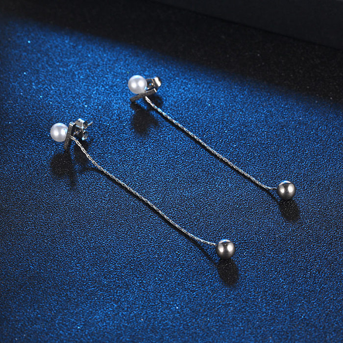 1 pièce de boucles d'oreilles pendantes en chaîne géométrique en acier inoxydable, Style Simple