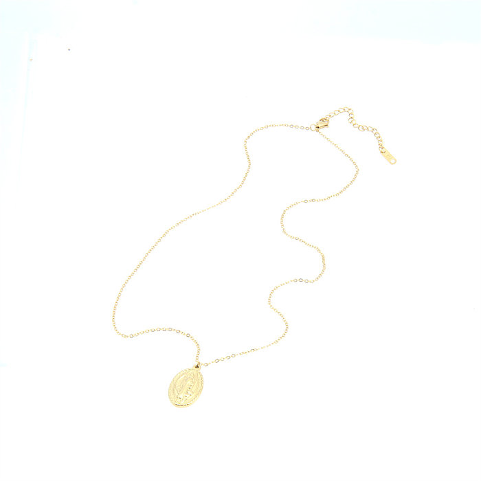 Retro Simple Style Oval Stainless Steel  Plating Gold Plated Pendant Necklace