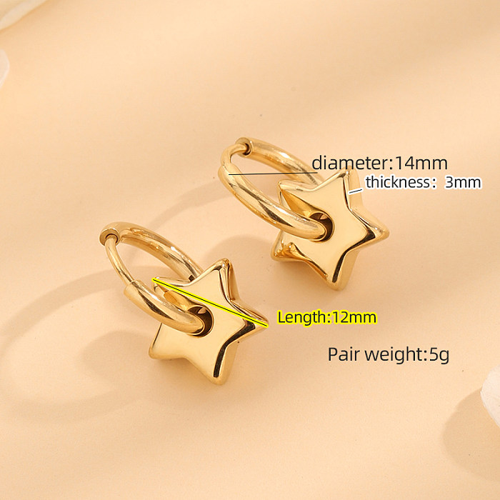 1 Pair Casual Elegant Simple Style Star Polishing Plating Stainless Steel 18K Gold Plated Earrings