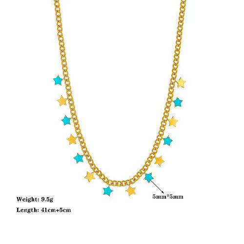 Modern Style Star Stainless Steel Enamel Plating Necklace
