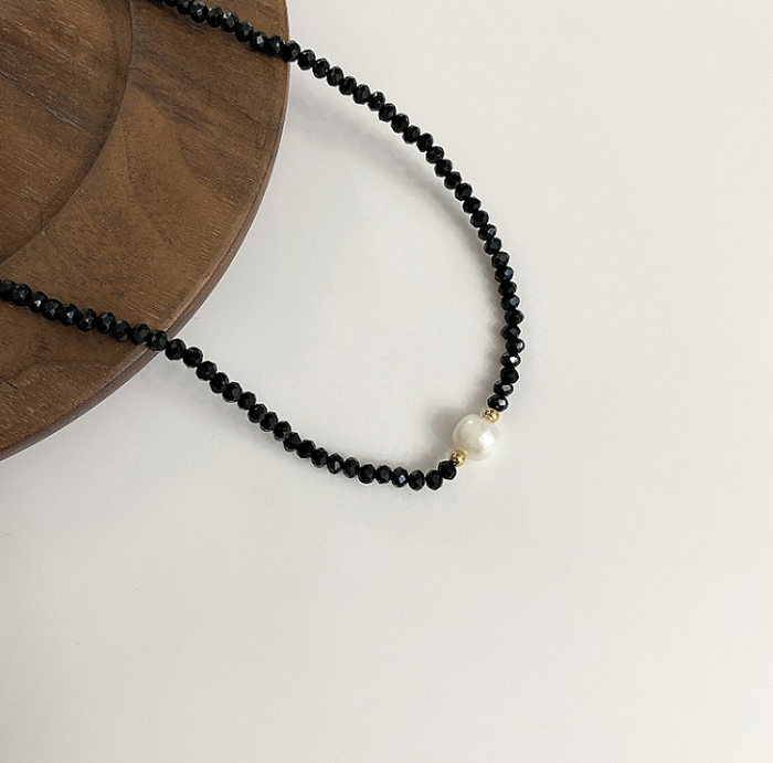 1 Stück modische Kreis-Perlenkette aus Edelstahl