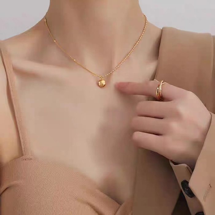 Elegant Round Stainless Steel Plating 18K Gold Plated Pendant Necklace
