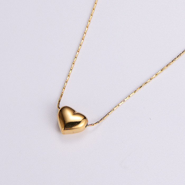 Casual Square Heart Shape Stainless Steel  Enamel Plating Inlay Resin Zircon 18K Gold Plated Pendant Necklace