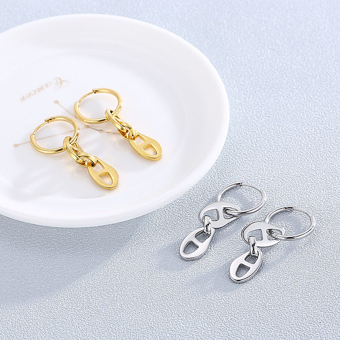 Boucles d'oreilles en chaîne de jour en acier inoxydable, bijoux simples et rétro pour femmes