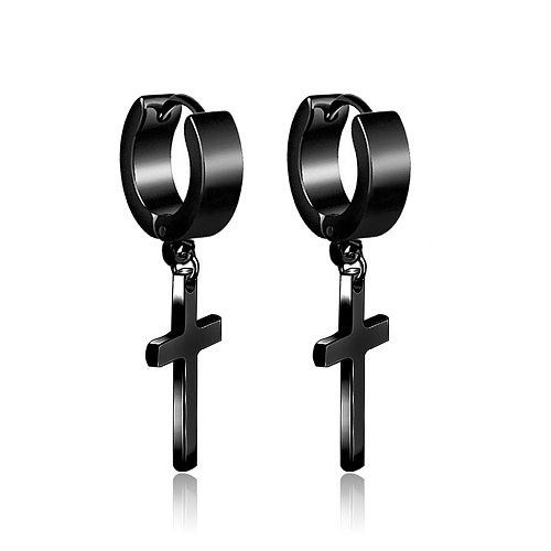 Simple Style Cross Stainless Steel  Dangling Earrings Plating Stainless Steel  Earrings 1 Set
