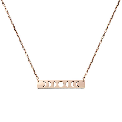 Simple Style Moon Stainless Steel  Stainless Steel Polishing Plating Hollow Out Rose Gold Plated Pendant Necklace