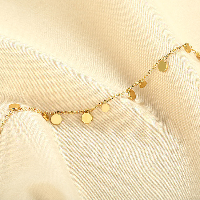 Bracelets plaqués or 18 carats ronds en acier inoxydable de style simple