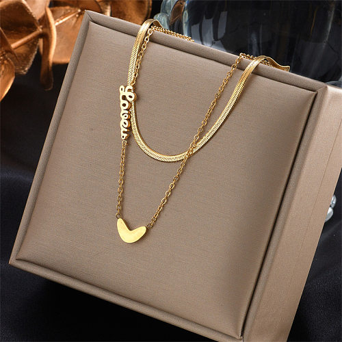 Fashion Retro Heart-shaped Stainless Steel Muilt-layer Necklace