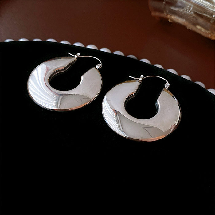1 Pair Casual Solid Color U Shape Round Plating Stainless Steel Earrings
