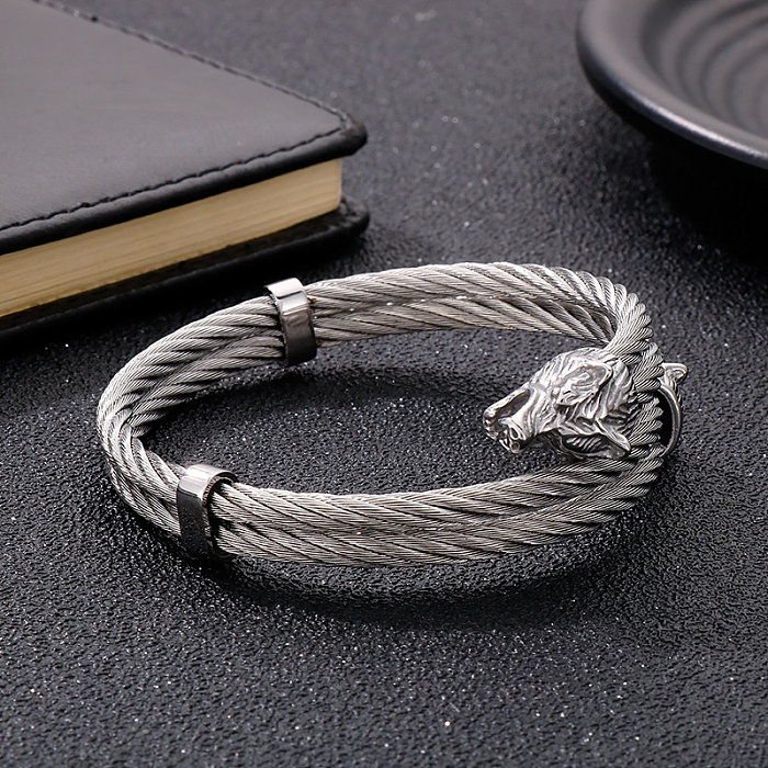 Punk Wolf Stainless Steel Plating Bangle 1 Piece