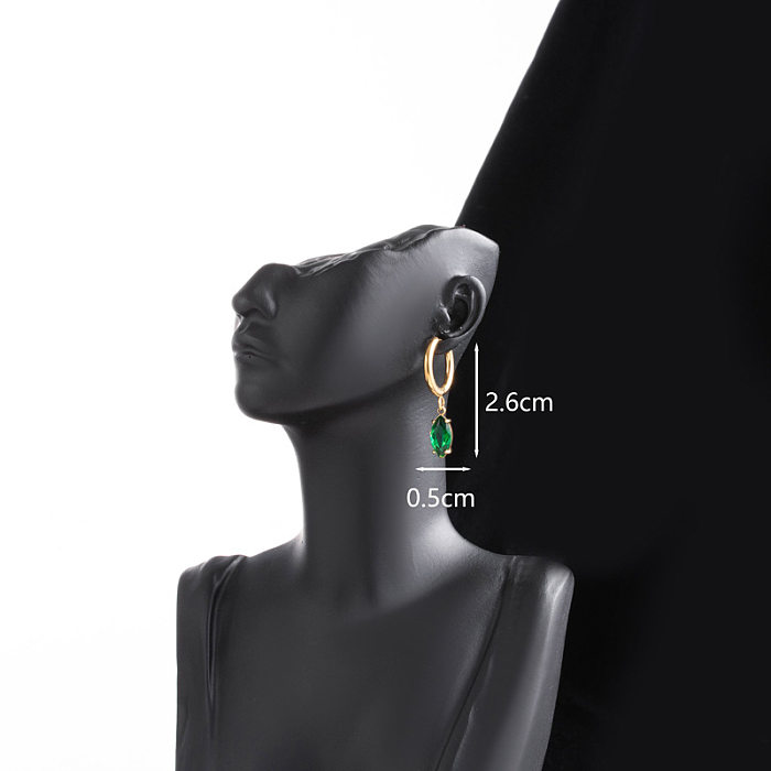 1 paire de boucles d'oreilles géométriques en acier inoxydable, Style INS coréen, incrustation de Zircon