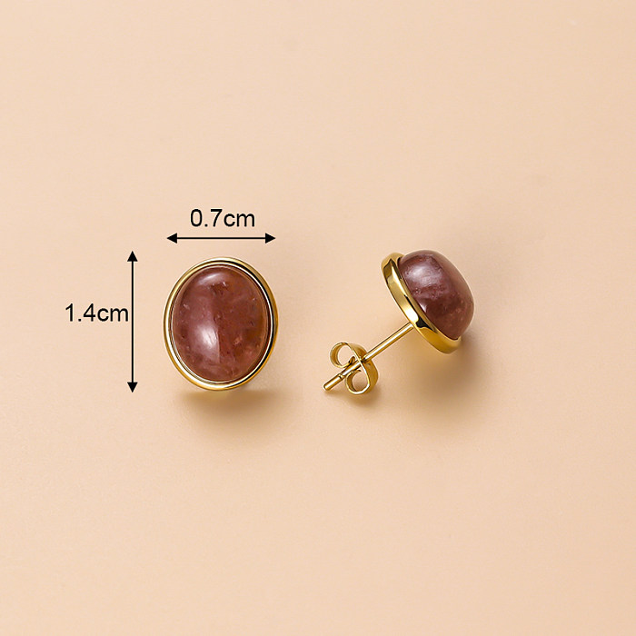 Vintage Style Geometric Stainless Steel  Plating Natural Stone Pearl Zircon Drop Earrings 1 Pair