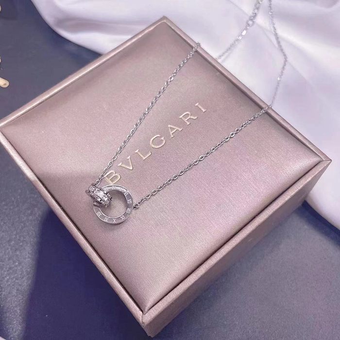 Simple Style Infinity Roman Numeral Gourd Stainless Steel Inlay Zircon Necklace