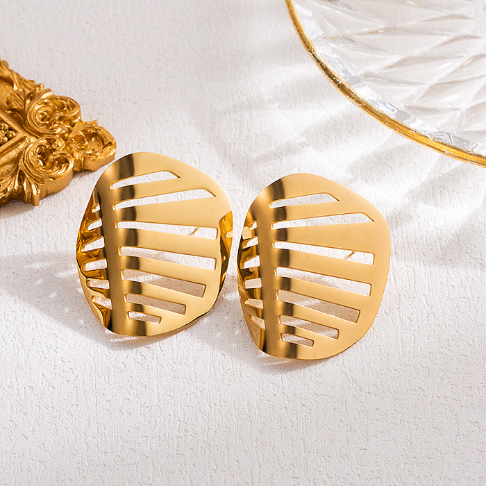 1 Pair IG Style Oversized C Shape Semicircle Plating Three-dimensional Stainless Steel  18K Gold Plated Ear Studs