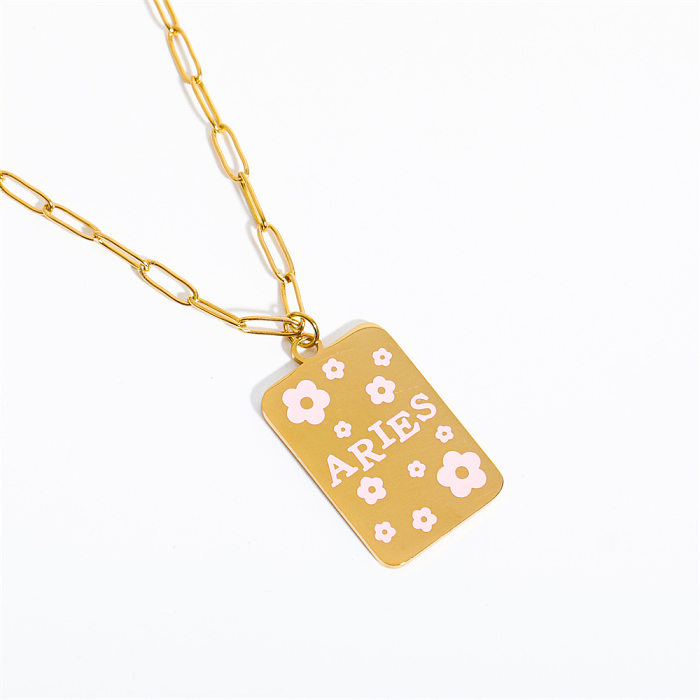 Collier pendentif rétro lettre Constellation en acier inoxydable plaqué or 18 carats en vrac