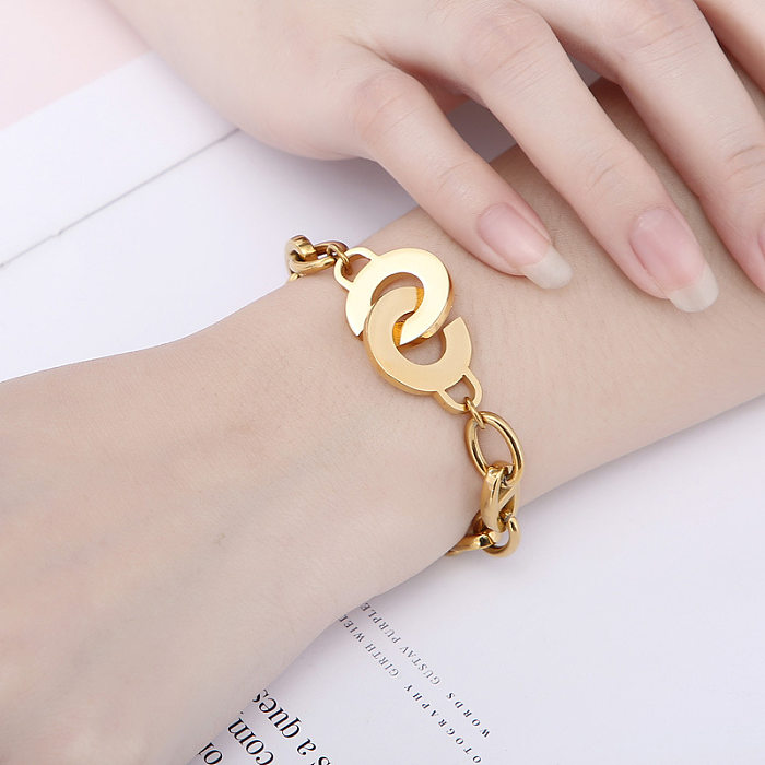 Corrente de joias femininas de aço inoxidável oval fivela aberta pulseira de ouro
