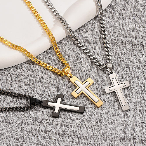 Casual Hip-Hop Cross Stainless Steel  Stainless Steel Plating Pendant Necklace