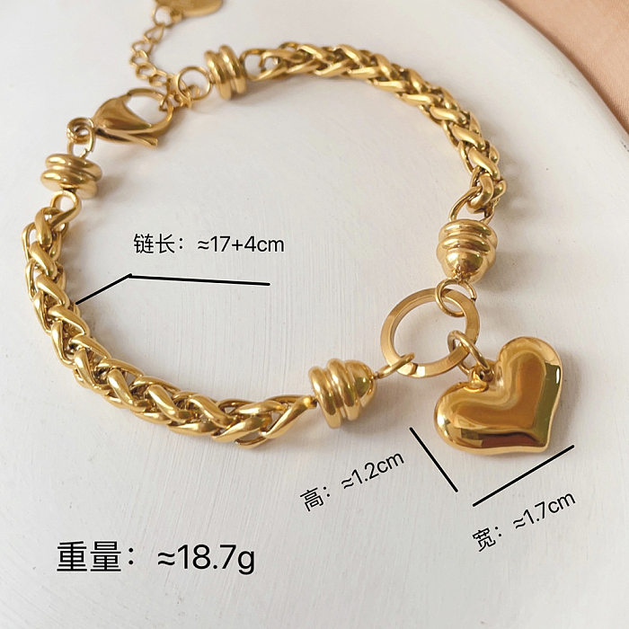Retro Simple Style Heart Shape Titanium Steel Plating Bracelets
