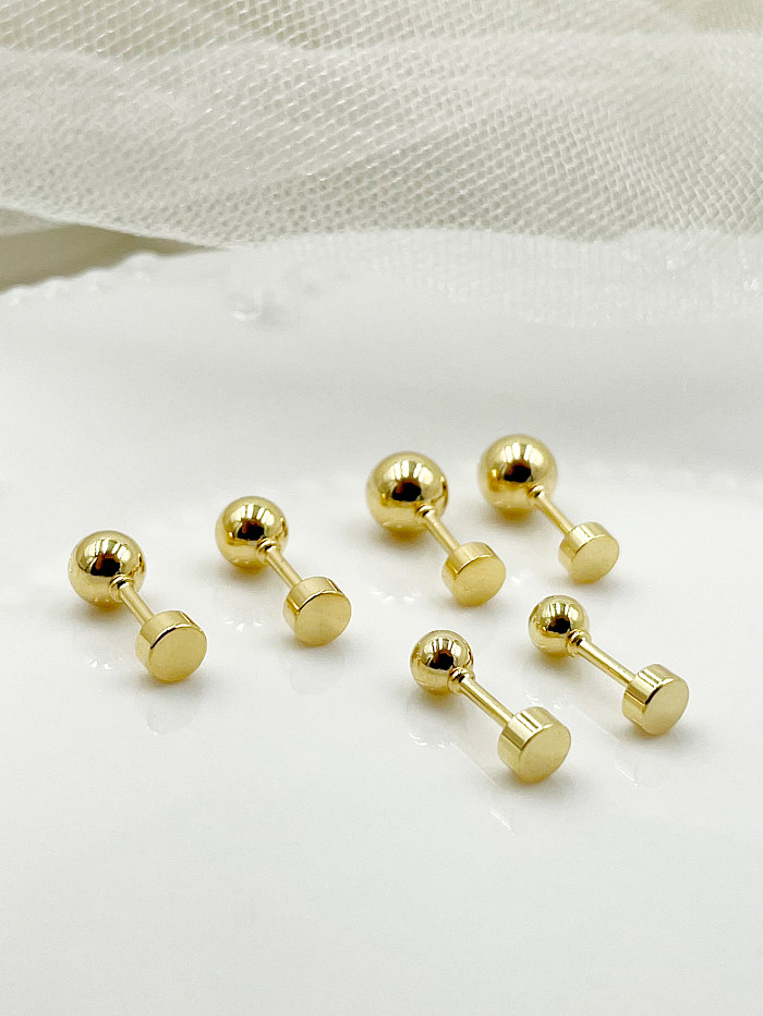 1 Pair Simple Style Round Solid Color Plating Stainless Steel  Gold Plated Ear Studs