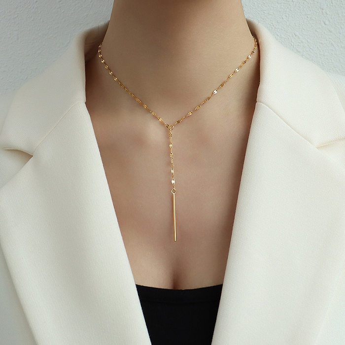 Moda digital em forma de y colar em forma de y borla curto colar clavícula colar de aço inoxidável jóias por atacado