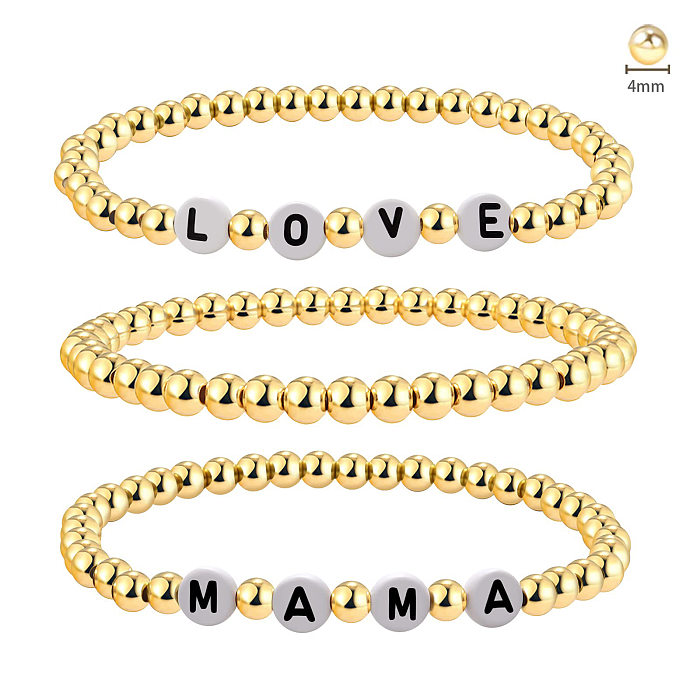 MAMA Letter Stainless Steel Beaded Bracelets