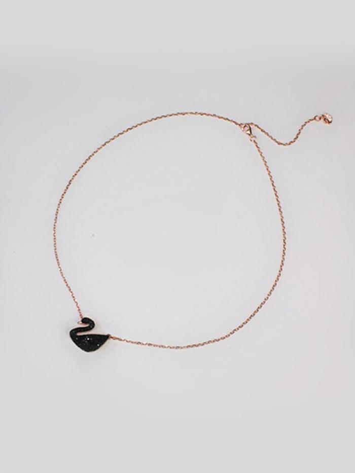 Collier avec pendentif en forme de cygne, Style Simple, incrustation en acier inoxydable, Zircon, 1 pièce